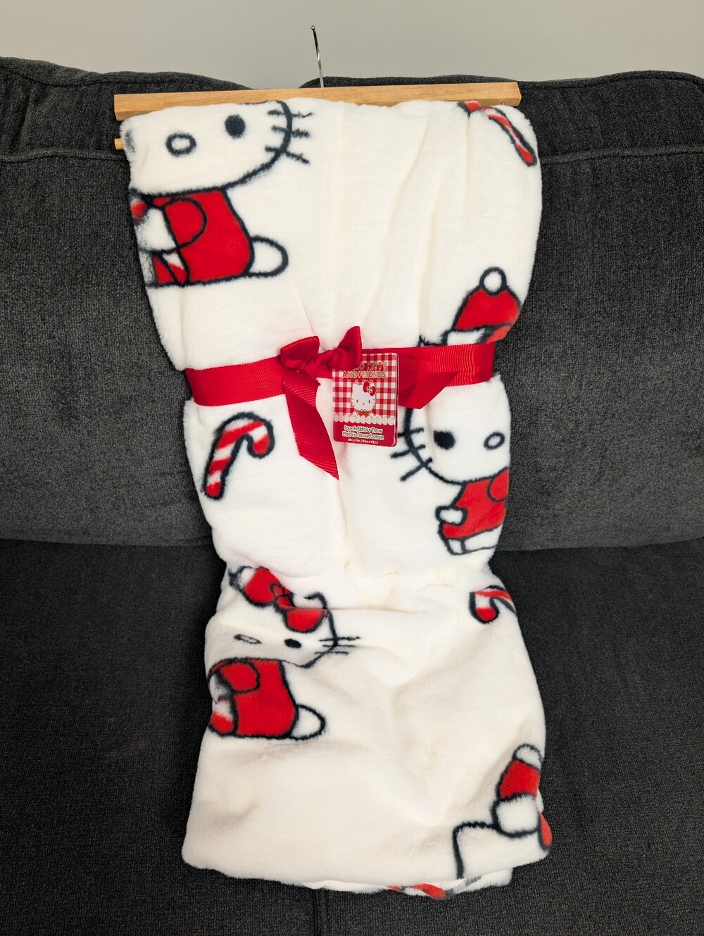 Hello Kitty White & Red Holiday Plush Throw